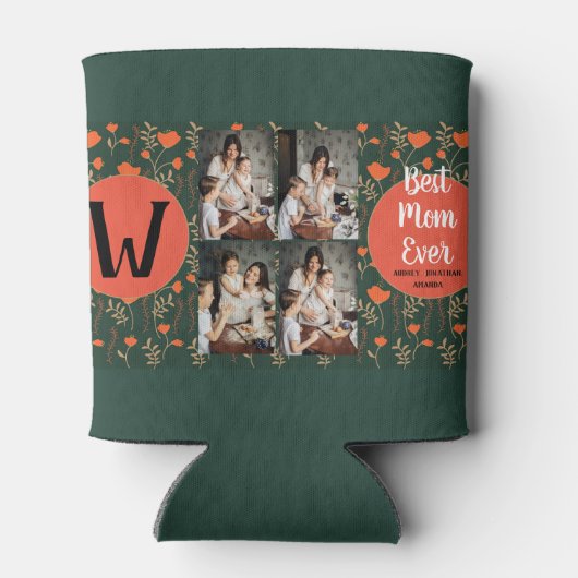 Persoonlijke moederdag, foto collage florale gift blikjeskoeler (Achterkant)