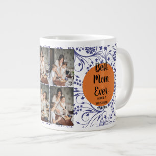 Persoonlijke moederdag, foto collage florale gift grote koffiekop