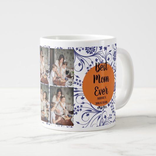 Persoonlijke moederdag, foto collage florale gift grote koffiekop (Voorkant rechts)