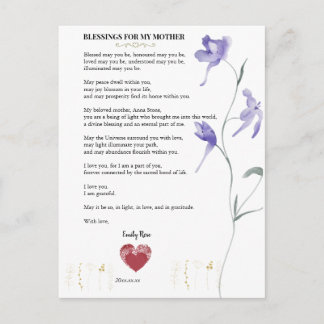 Persoonlijke Moederdag- gebeds poster Briefkaart