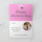 Persoonlijke Moederdag Roze Beste Mam ooit Foto Feestdagen Kaart (Binnen)