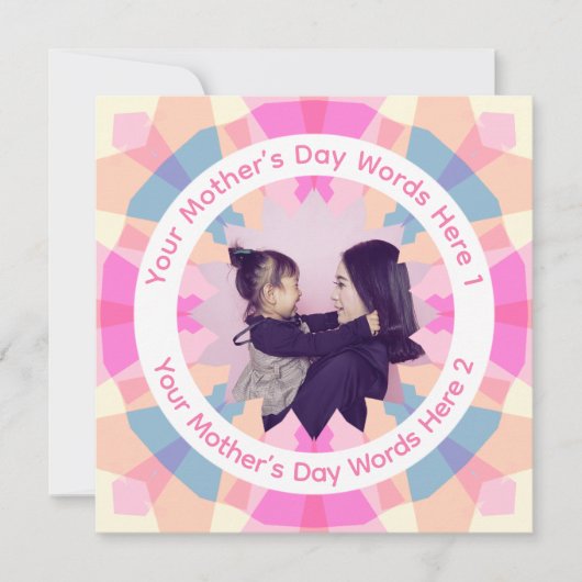 Persoonlijke Moederdag Roze Ster Moeder Fotokaart (Voorkant)