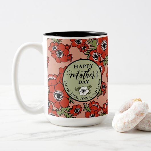 Persoonlijke Moederdag Tweekleurige Koffiemok (Met donut)