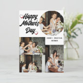 Persoonlijke Moederdag, vier foto collage Feestdagenkaart (Staand voorkant)