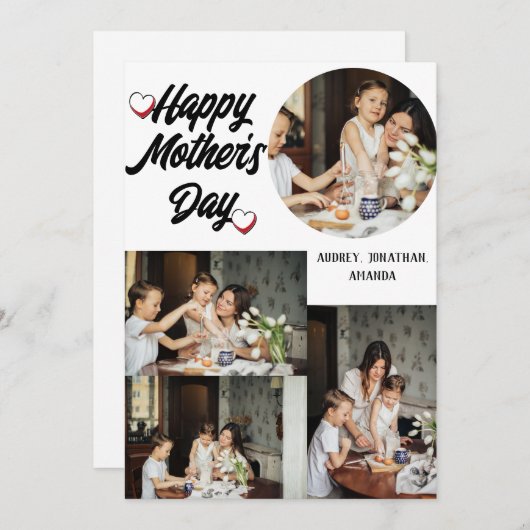 Persoonlijke Moederdag, vier fotocollage Feestdagenkaart (Voorkant / Achterkant)
