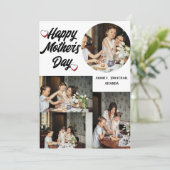Persoonlijke Moederdag, vier fotocollage Feestdagenkaart (Staand voorkant)