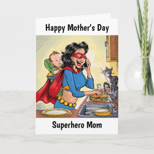 Persoonlijke Moederdag voor Superheld Moeder Kaart (Voorkant)