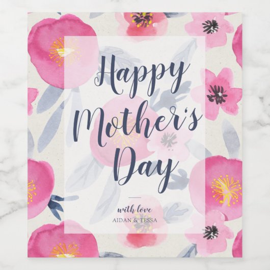 Persoonlijke Moederdag Wijn Etiket (Enkel label)