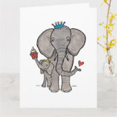 Persoonlijke Moederdagkaart met Olifant en Baby Kaart (Gele Bloem)