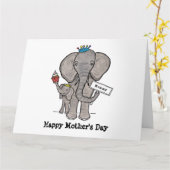 Persoonlijke Moederdagkaart met Olifant en Baby Kaart (Gele Bloem)