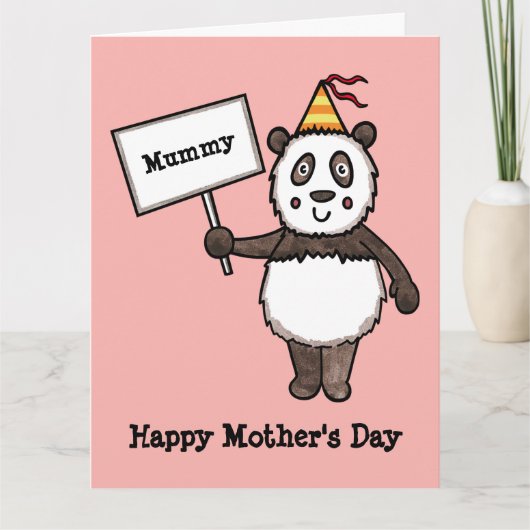 Persoonlijke Moederdagkaart met Panda Kaart (Voorkant)