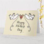 Persoonlijke Moederdagkaart met Witte Duiven Kaart (Gele Bloem)
