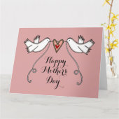 Persoonlijke Moederdagkaart met Witte Duiven Kaart (Gele Bloem)