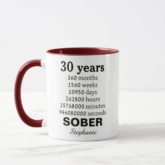 Persoonlijke mok 30 jaar nuchter - Geschenk voor h (Links)