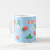 Persoonlijke mok met mini-aardbeibloesem (Voorkant links)