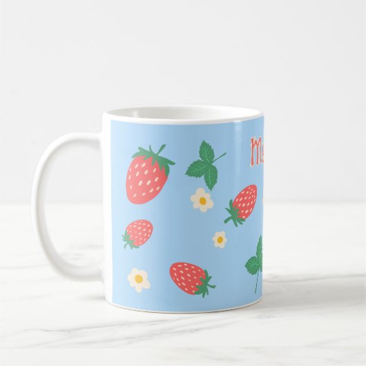 Persoonlijke mok met mini-aardbeibloesem (Links)