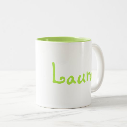 Persoonlijke Mok met twee draaistenen groen en wit (Voorkant rechts)