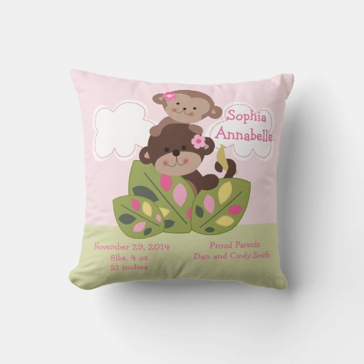 Persoonlijke 'Monkey Girl Sisters' Keepomwille Pil Kussen (Voorkant)