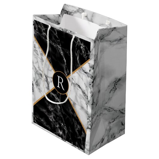 Persoonlijke Monogram Aangepaste Letter Marmeren C Medium Cadeauzakje (Achterkant Gekanteld)