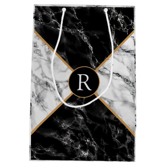 Persoonlijke Monogram Aangepaste Letter Marmeren C Medium Cadeauzakje (Achterkant)