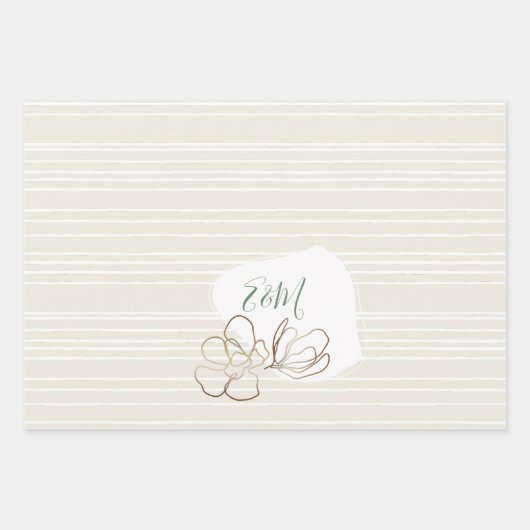 Persoonlijke Monogram Abstracte Bloemige Trouw Wra Inpakpapier Vel (Voorkant 2)