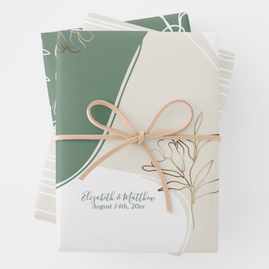 Persoonlijke Monogram Abstracte Bloemige Trouw Wra Inpakpapier Vel (In situ)