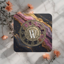 Persoonlijke Monogram Agate Roze Rustieke Metaal L