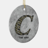 Persoonlijke Monogram Beginletter C Hydrangea Bloe Keramisch Ornament (Rechts)