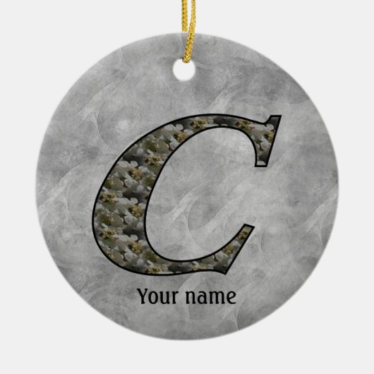 Persoonlijke Monogram Beginletter C Hydrangea Bloe Keramisch Ornament (Voorkant)