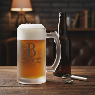 Persoonlijke Monogram Beginletter Maatwerk Matglas Bierpul