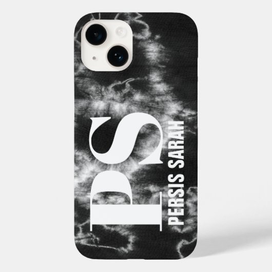 Persoonlijke Monogram Beginletter Naam Zwart Tie D Case-Mate iPhone Case (Achterkant)