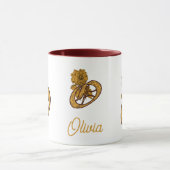Persoonlijke Monogram Beginletter O Gouden Pioen Mok (Midden)