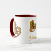 Persoonlijke Monogram Beginletter O Gouden Pioen Mok (Voorkant links)