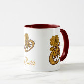 Persoonlijke Monogram Beginletter O Gouden Pioen Mok (Voorkant rechts)