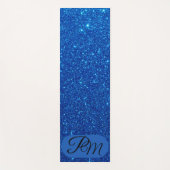 Persoonlijke Monogram Beginletters Blauwe Glitters Yogamat (Voorkant)