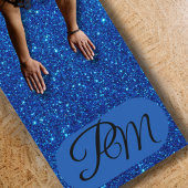 Persoonlijke Monogram Beginletters Blauwe Glitters Yogamat