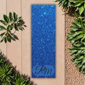 Persoonlijke Monogram Beginletters Blauwe Glitters Yogamat