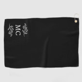 Persoonlijke Monogram Beginletters Botanisch blad Golfhanddoek (Horizontaal)