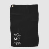 Persoonlijke Monogram Beginletters Botanisch blad Golfhanddoek (Voorkant)