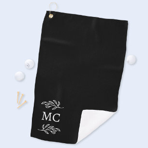 Persoonlijke Monogram Beginletters Botanisch blad Golfhanddoek