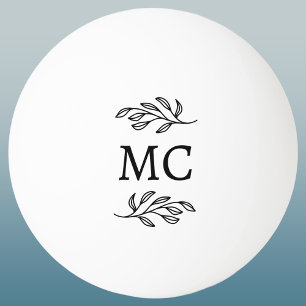 Persoonlijke Monogram Beginletters Botanisch blad Pingpongbal