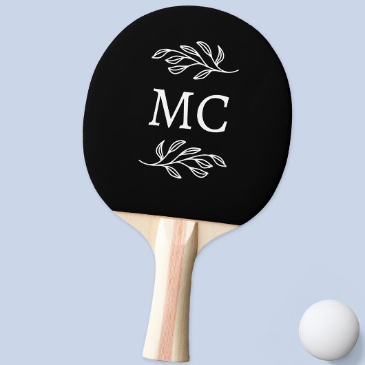 Persoonlijke Monogram Beginletters Botanisch blad Tafeltennisbatje