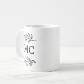 Persoonlijke Monogram Beginletters Botanische Blad Koffiemok (Voorkant links)