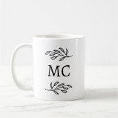 Persoonlijke Monogram Beginletters Botanische Blad Koffiemok (Links)