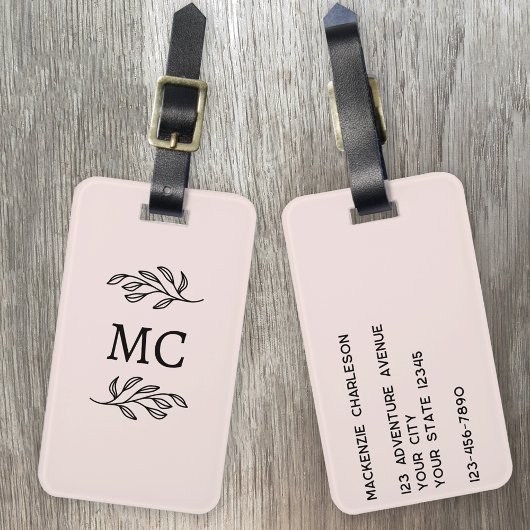 Persoonlijke Monogram Beginletters Botanische Blos Bagagelabel