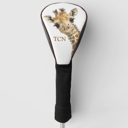 Persoonlijke Monogram Beginletters Giraffe  Golfheadcover (Voorkant)