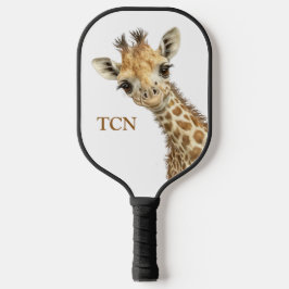 Persoonlijke Monogram Beginletters Giraffe  Pickleball Paddle