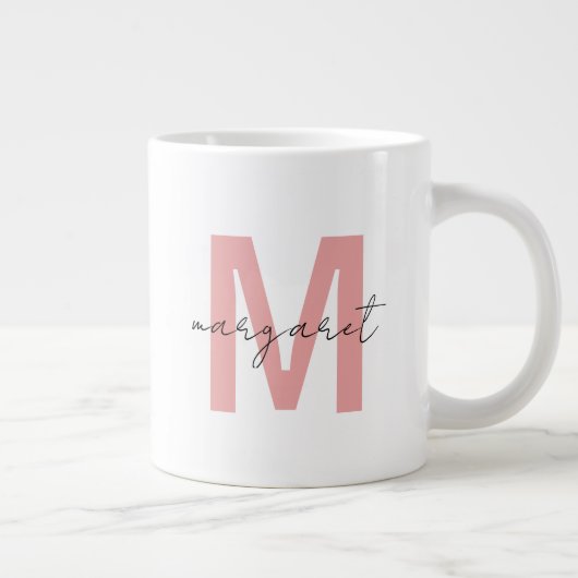 Persoonlijke Monogram Beginletters Naam Grote Koffiekop (Rechts)