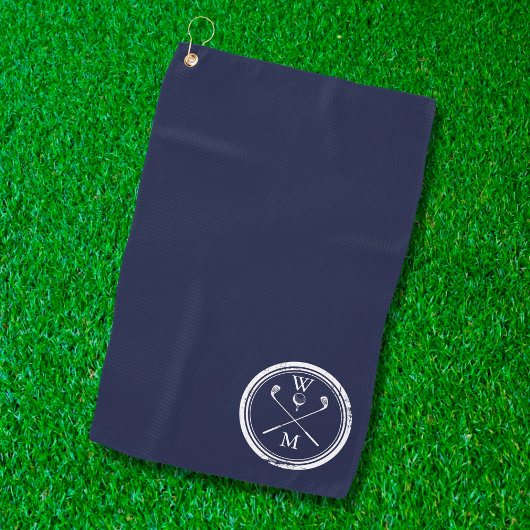 Persoonlijke Monogram Beginletters Navy Blauwe Golfhanddoek
