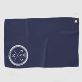 Persoonlijke Monogram Beginletters Navy Blauwe Golfhanddoek (Horizontaal)